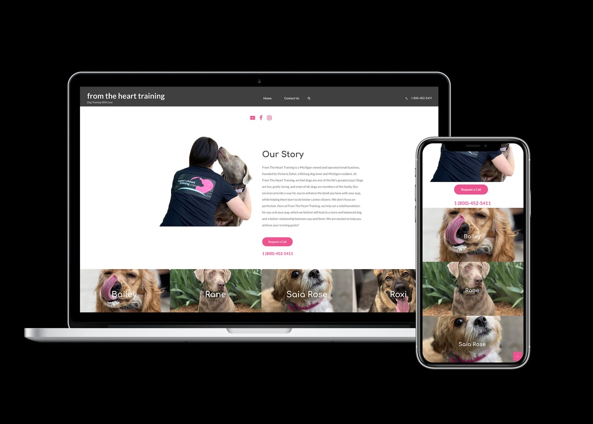 From the Heart Dog Training — website designed and built by 360 Design Partners