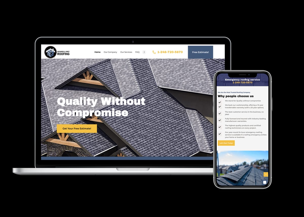 Richards & Swift Roofing — website designed and built by 360 Design Partners